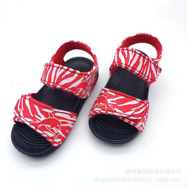 

velcro 2020 slippers sho new children's casual sandals, Black;red