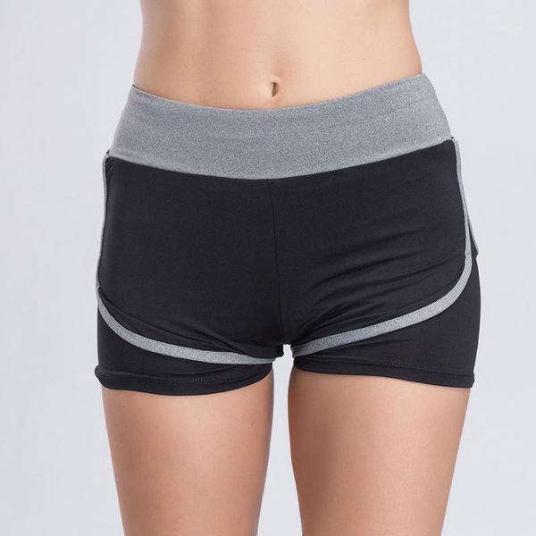 

wosawe summer women running shorts 2-in-1 quick drying yoga shorts double layer home workout fitness stretch sports1, Black;blue