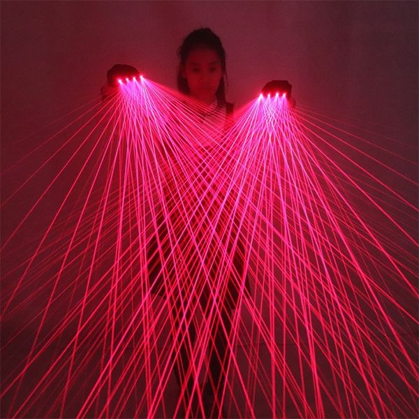 2 in 1 mehrzeilige rote Laserhandschuhe mit 4 Stück 650 nm 100 mW Laser, Disco-LED-Laserhandschuhe für LED-Leuchtkostüme zeigen 201216