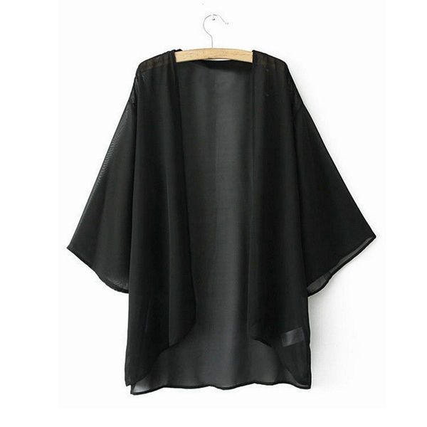 

petal sleeve summer style kimono cardigan 2021 women blusas casual loose solid chiffon blouse shirts plus size s 5xl, White