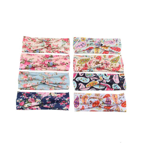 

kids baby printed flower knitting cotton cross headbands bows headdress band headwrap turban knot children hair accessor