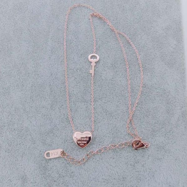

heart necklace women simple rose gold chains necklace key pendant stainless steel fashion jewelry on the neck wholesale, Silver