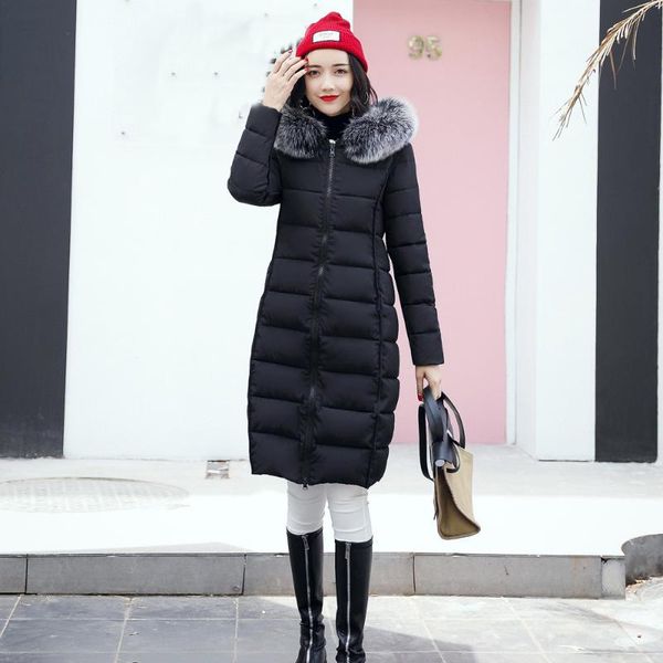 

women's down & parkas 2021 winter fashion slim women fur hooded coat long cotton jackets pocket coats reversed outerwear z731, Black
