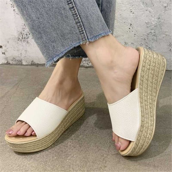 

slippers comfortable women's wedge fashion peep toe black white ladies platform slides summer outdoor beach sandals