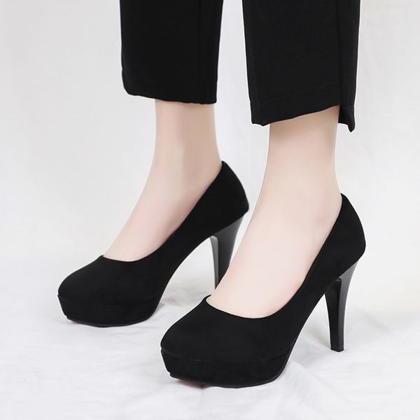 

elegant women office pumps 10cm high heel black ladies party wedding shoes slip-on platform women dress shoes pumps