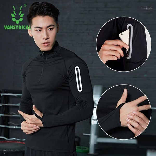 

running shirt men zipper pullover madarin collar long sleeve with pocket sports active wear for gym clothing workout shirt male1, Black;blue