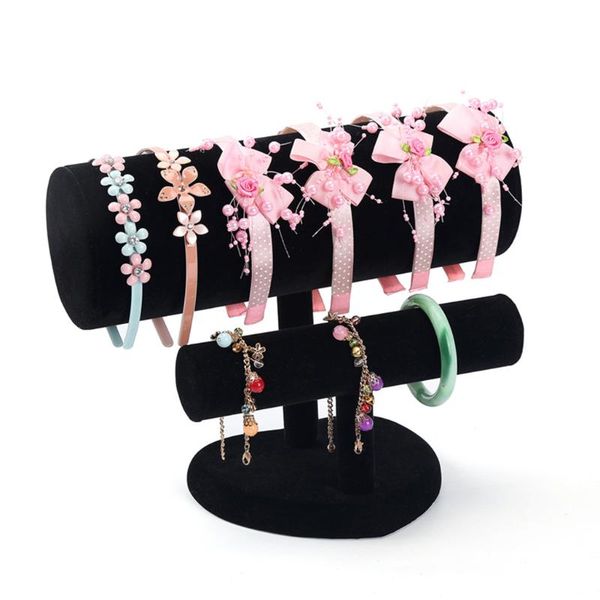 

jewelry pouches, bags gray color multi-tiers hair hoop hairband headband display stand organizer, Pink;blue