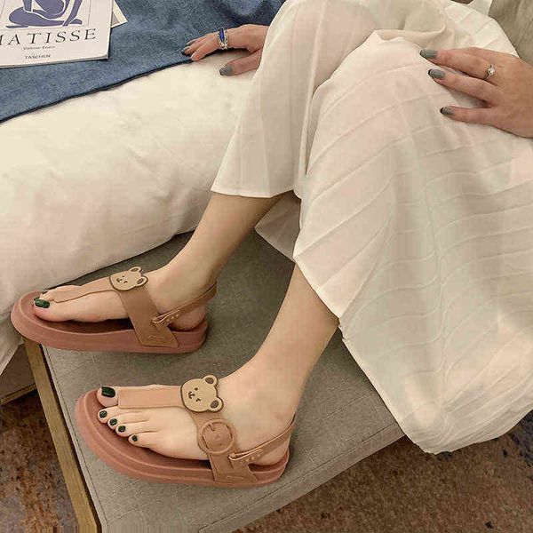 

wearing sandals new flat bottomed beach fashion women's slippers, Black