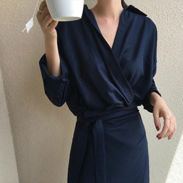 

women fall elegant v neck solid bandage bodycon long shirt dress female solid plus size vestido long sleeve robe femme clothes, Black;gray