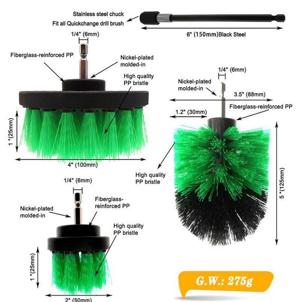 

4pcs/set drill power scrub clean brush cleaning supplies with extension for kitchen stainless steel wa bbyyvt