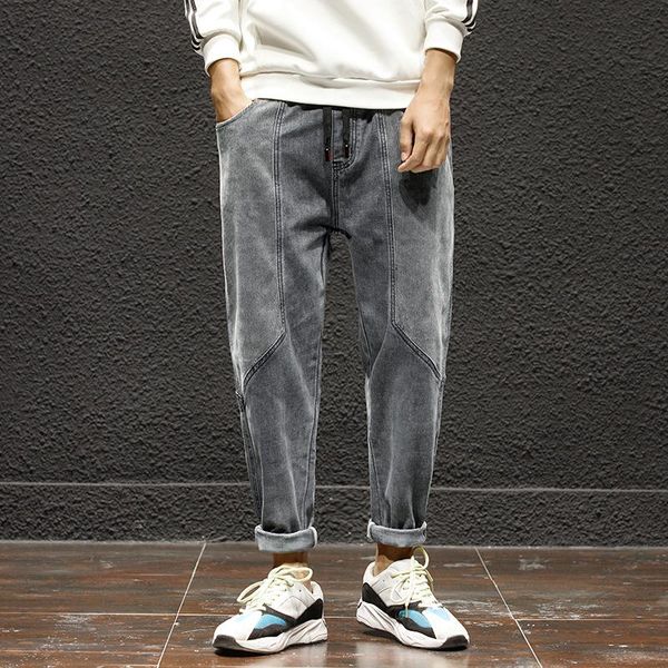 

men's wear japanese-style harun jeans male elasticity elastic waist skinny autumn corduroy long pants, Blue