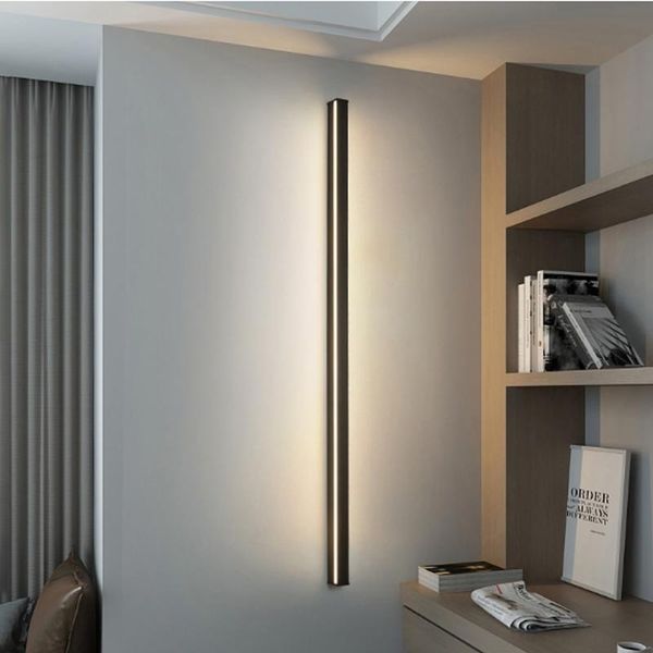 

wall lamp creative long lamps modern led living room bedside aluminum light sconce lighting fixture black art decorate