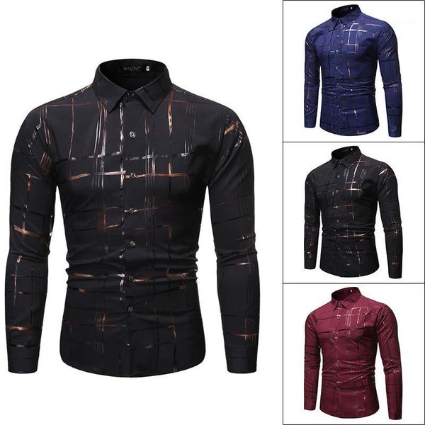 

men's brand creative new fashion personality business casual long sleeve gilt printed shirt mens shirts men shirt long sleeve1, White;black