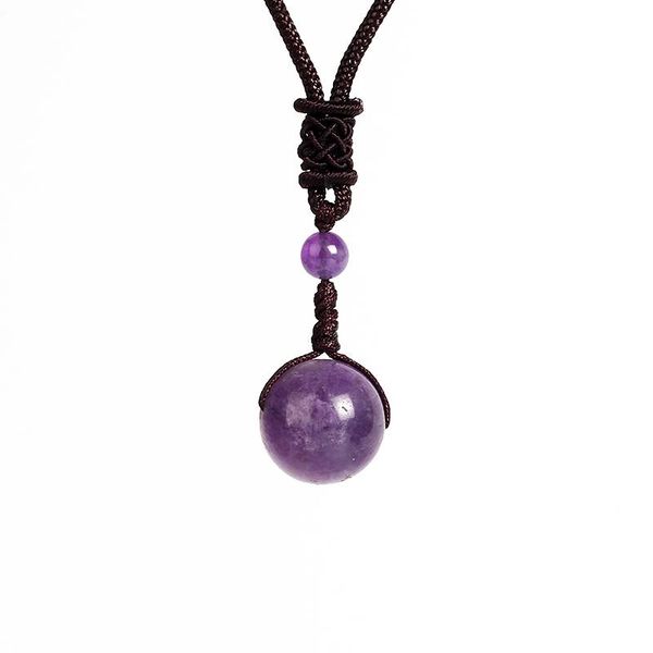 Pingente colares naturais real amethysts bead mulher transferência boa sorte colar colar amuleto corda corrente handmade jóias presente