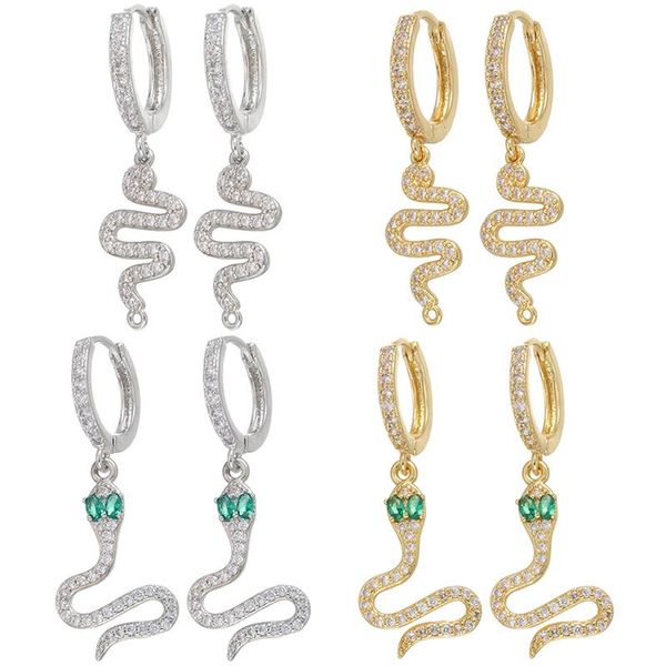 

hoop & huggie zhukou 2021 gold/silver color snake small earrings cz style with charms crystal wholesale model:ve298, Golden;silver