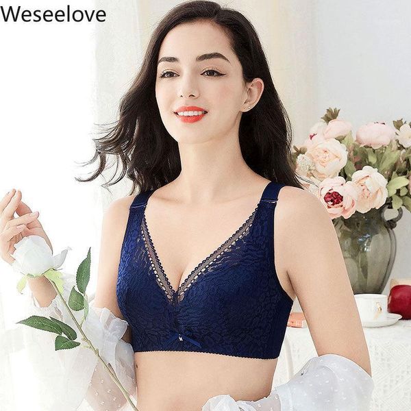 

weseelove new summer and autumn saling bras plus size women breathable without rims paper bra gathered underwear x26-41, Red;black