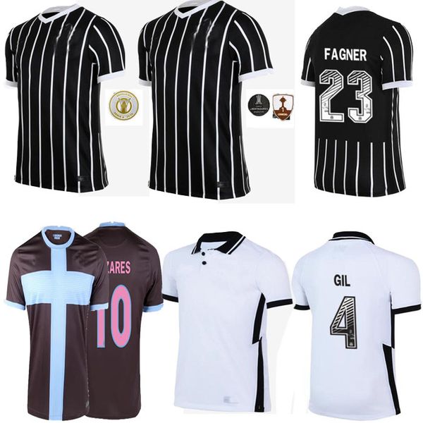 

corinthians soccer jerseys 2020 2021 corinthian camisetas goalkeeper gil ronaldo luan fagner pedrinho 20 21 neto men football shirt, Black;yellow