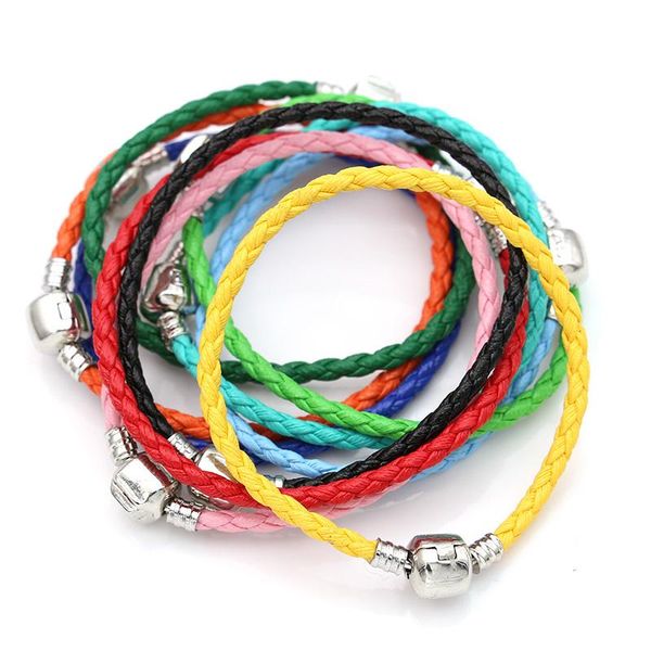 

charm bracelets 3mm fit european charms original leather bracelet jewelry women's fashion gift drop, Golden;silver