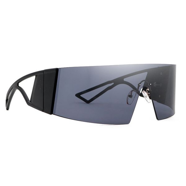 

2021 new fashion large framels one piece sunglass for men and women, White;black