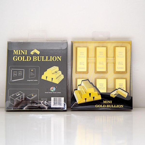 

6шк творческий золотой кирпич форма холодильник магниты смола ремесло подарок для домашнего холодильника украшения сувенир подарок на день р