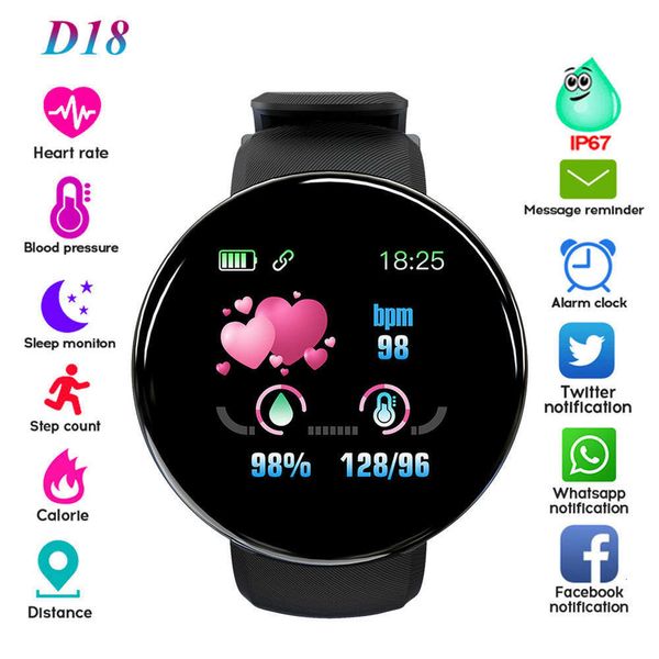 

new d18 gift color screen smart bracelet, call information meter, step waterproof push, healthy heart rate and blood prsure detect