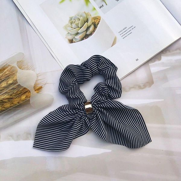 

new chiffon bowknot elastic hair band for women girls solid color scrunchies headband hair ties ponytail holder hair accessories wmtdwe, Slivery;white