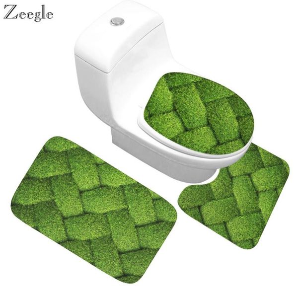 

bath mats zeegle 3pcs bathroom carpet flannel soft anti slip toilet seat cover set modern washable car floor mat pad