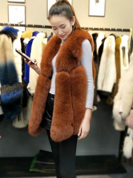 

and winter autumn new fox long section korean version of the great skin drop female warm jacket wild fashion 561b, Black