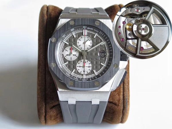 

manufacturer jf luxury 26400 watch 12h chronograph cal 3126 automatic movement sapphire crystal stainless steel case ceramic be, Slivery;brown