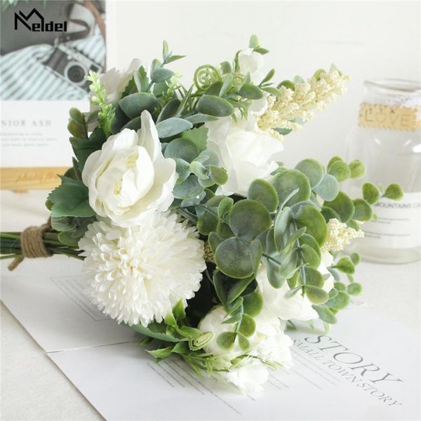 

decorative flowers & wreaths meldel white peony lucky ball artificial silk for wedding decoration winter fake big flower bunch home table de