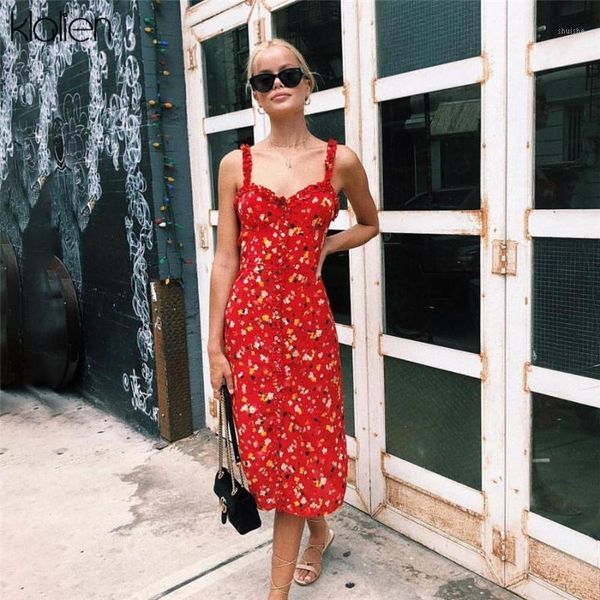 

klalien 2020 summer fashion elegant vintage boho maxi dress women casual vacation beach party prom female floral dress1, Black;gray