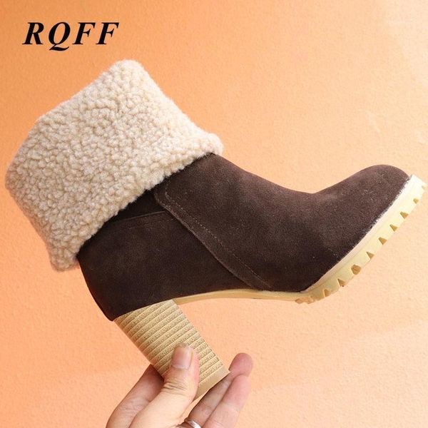 

boots 2021 autumn winter ankle for women fashion super high heels shoes woman round toe plus big size 44 45 46 platform1, Black