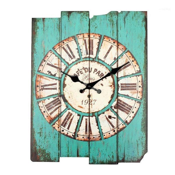 Großhandel – Durchmesser 29 cm, Vintage, rustikales Holz, Büro, Küche, Zuhause, Coffeeshop, Bar, große Wanduhr, Dekor 41 x 35 x 45 cm1 Uhren