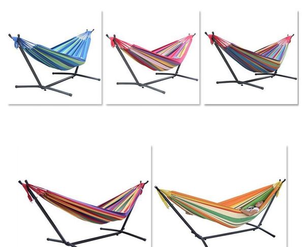 

polyester outdoor portable hammock set with stand colorful hammocks outdoor furniture wholesale