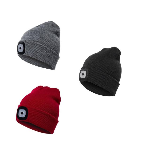 

led luminous cap winter warm beanies casual short thread hat men beanie wool knitted beanie skullcap elastic hats unisex, Black