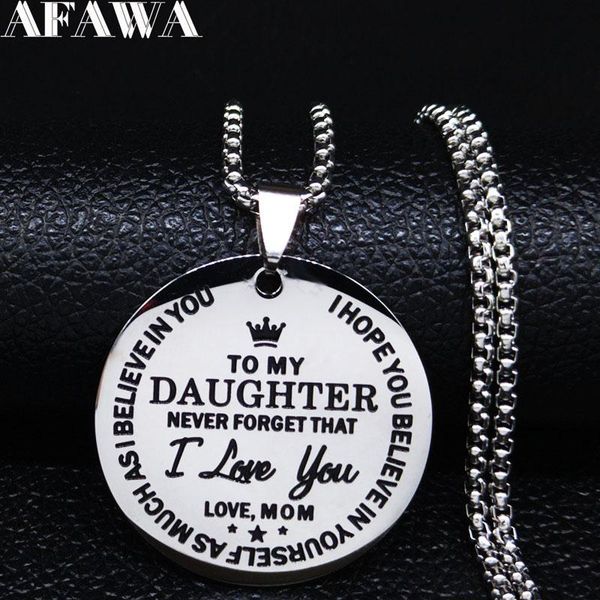 

2020 fashion to my daughter i love you mom stainless steel necklace for women silver color necklace chain jewelry joyas n3205s01