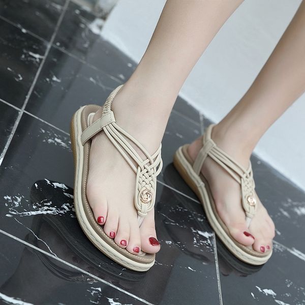 

59fu flip flops shoes casual fashion shoes wedges slippers beach slippers woman indoorwomen flip flops, Black