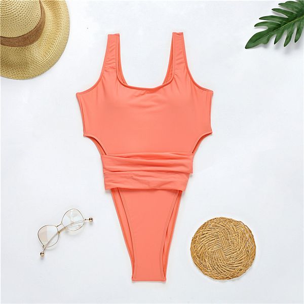 

women's solid color one-piece swimsuit, low square neck high waistline thong tank swimwear with waistband for beach, White;black