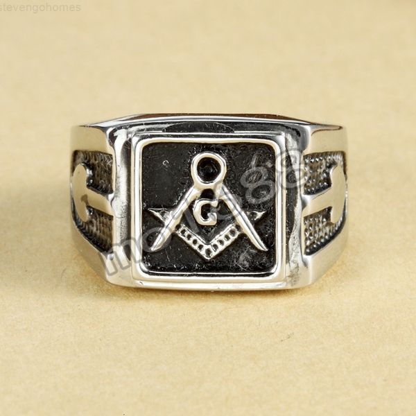 

ason mason mens g masonic master jewelry band vintage black plated, Golden;silver