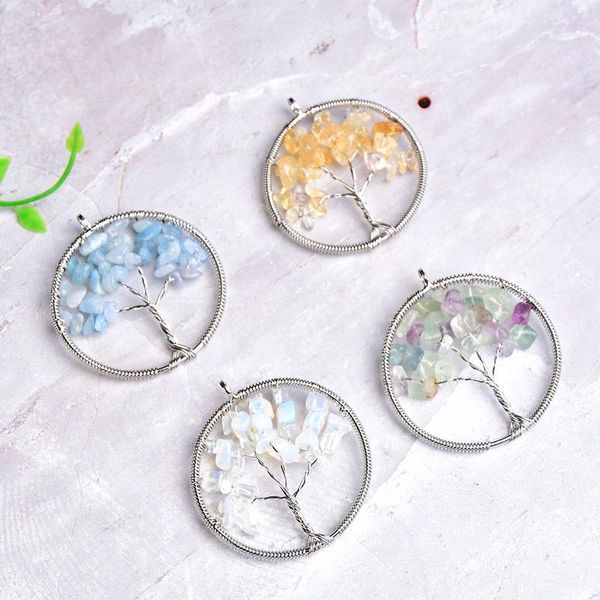 

1pc natural stone crystal tree of life pendant fashion simple colourful rose quartz for men women jewelry reiki cha qylxpb, Black