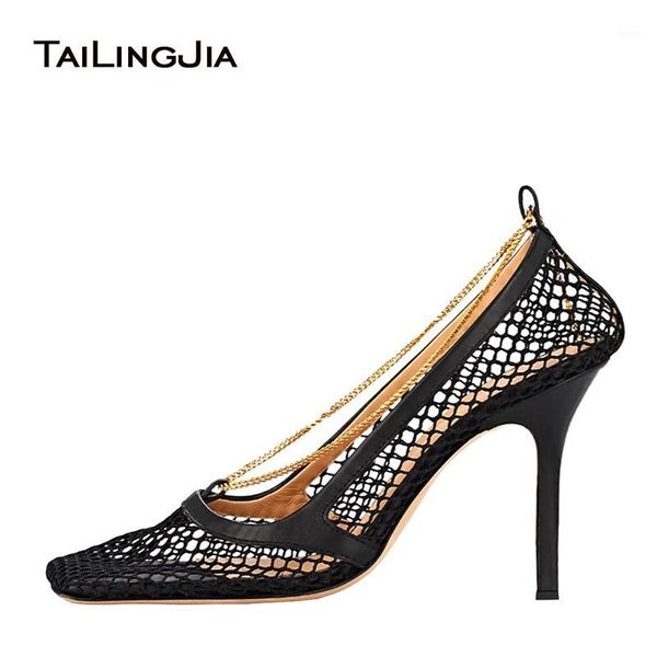 

stylish black fishnet square toe high heel pumps for women 2019 comfort heeled nude mesh heels ladies stiletto heel summer shoes1