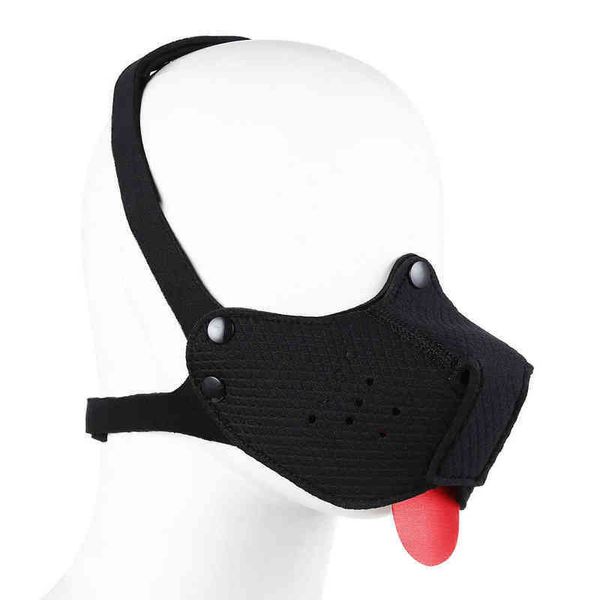 NXY SM Giocattolo per adulti del sesso Gioca Giocattoli gay Maschera per cani mezza faccia in gomma Cappuccio per uomini Giochi Schiavo Bondage Restraint Museruola con lingua1220