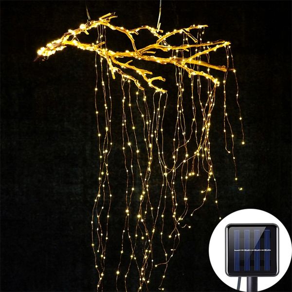 Led Fairy String Light Vines 200led Garland Home Christmas Wedding Party Decoration Solar Panel Powered Garden Outdoor Lightings Y201020