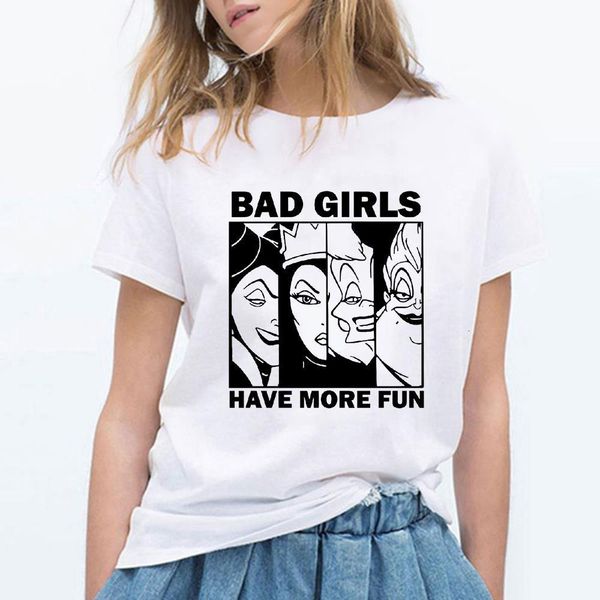 

t shirt women bad girls have more fun hip hop 90s tshirt harajuku femme clothes tee streetwear t-shirt camiseta mujer, White