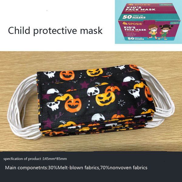 

factory for halloween kids facemask disposable face meltblown cloth, 3 layers of protective civilian student black