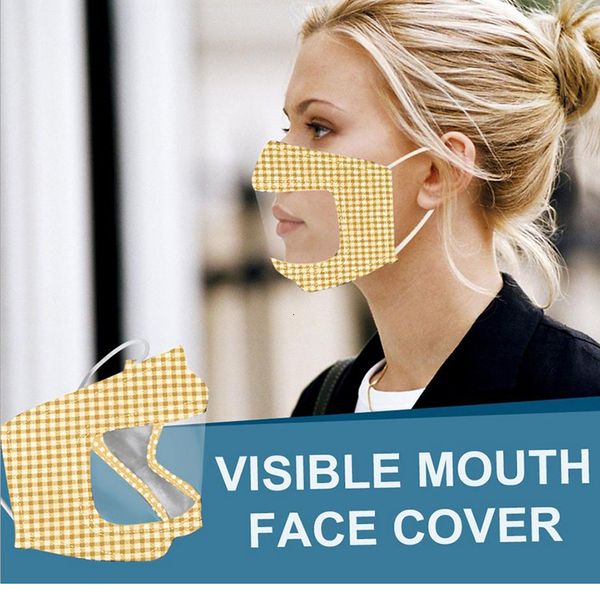 

designer 4 face styles fashion 2020 breathable reusable mask with clear window visible expression for the deaf hard of hearing sk004