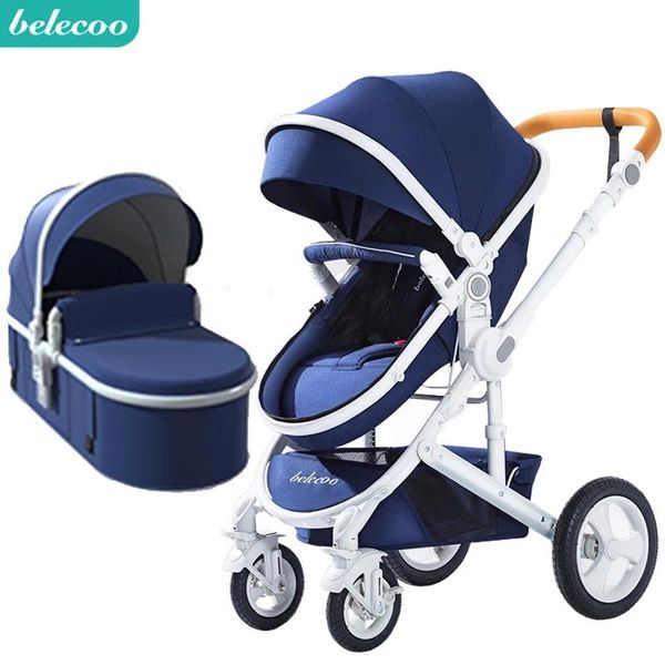 

belecoo high landscape baby stroller 2 in 1 stroller two way baby pram portable newborn pram folding kid car send gifts