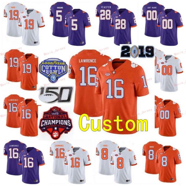 

stitched custom 47 james skalski 5 tee higgins 7 chase brice 8 deon cain justyn ross clemson tigers college men women youth jersey, Black