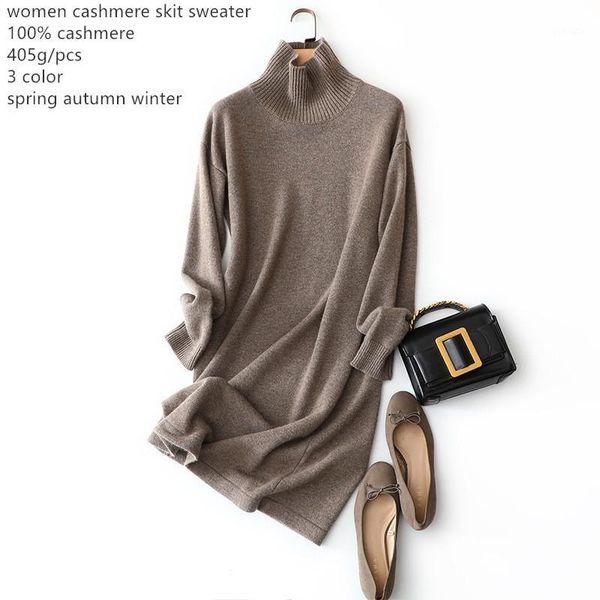 

naizaiga 100% cashmere solid turtleneck dress skit women thick pure cashmere sweater , ylm71, White;black