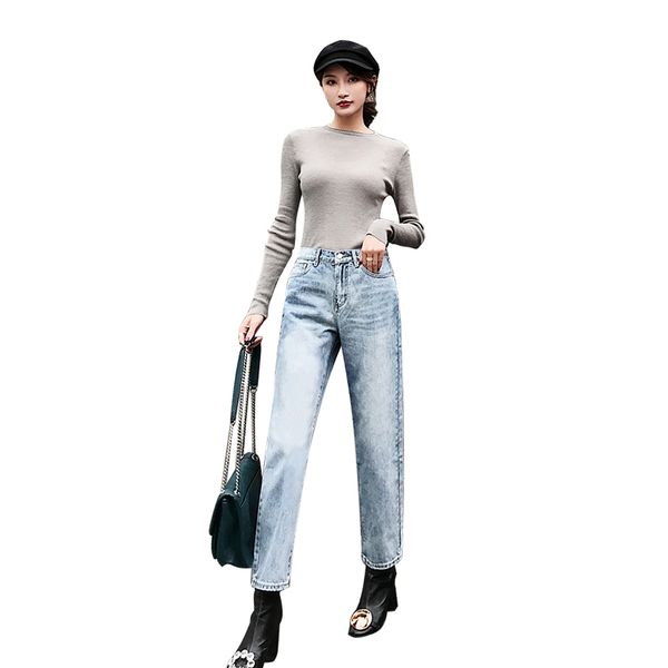 

spring new jeans women net celebrity high waist korean chic straight pants temperament joker baggy women jeans womens clothing, Blue
